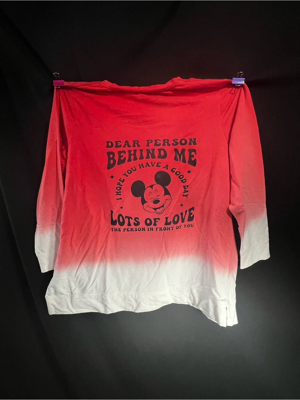 Plus size upgraded Disney long sleeve tee. Design on back.